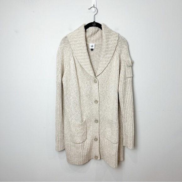 cabi Steady Shawl Collar Cardigan Sweater Cream Oatmeal 4275 - Picture 3 of 9